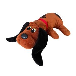 Pound Puppies Plush Dog Brown Black Ears & Spots Red Collar 2021 Basic Fun